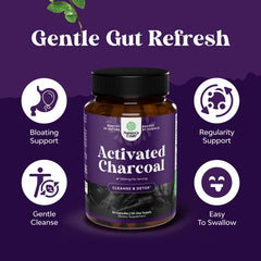 Charcoal capsules for digestion and gut health