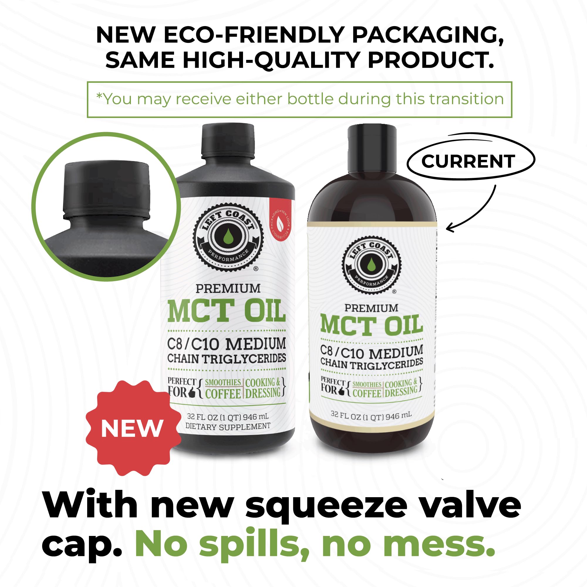 Back label and nutrition information on coconut MCT oil bottle