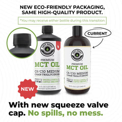 Back label and nutrition information on coconut MCT oil bottle