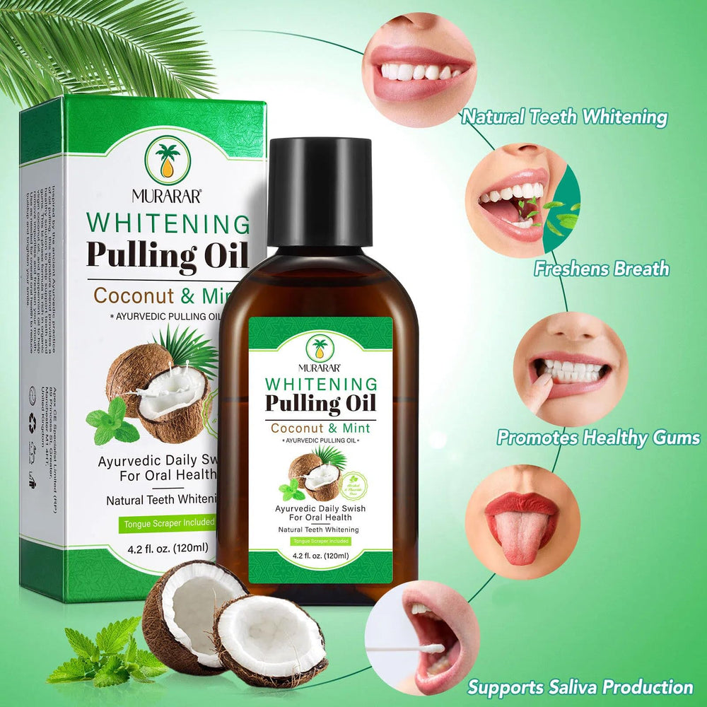 Close-up of coconut oil and mint leaves for oil pulling