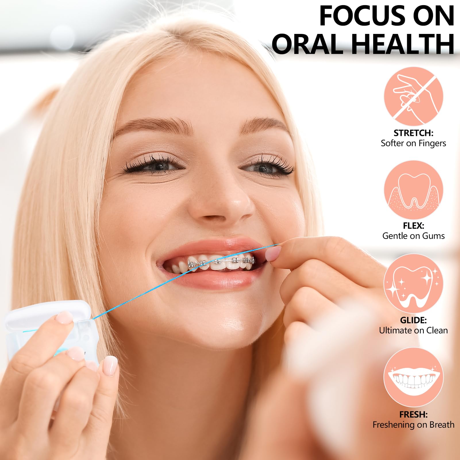 Bright aromatic orange coconut oil on floss fibers