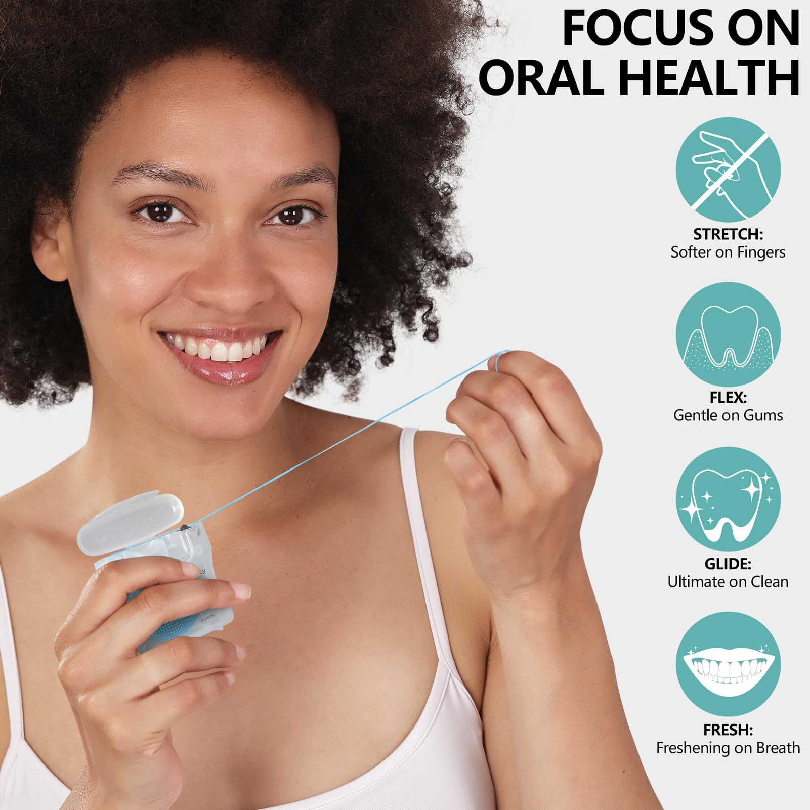 Natural ingredients: vegan wax and coconut oil in floss