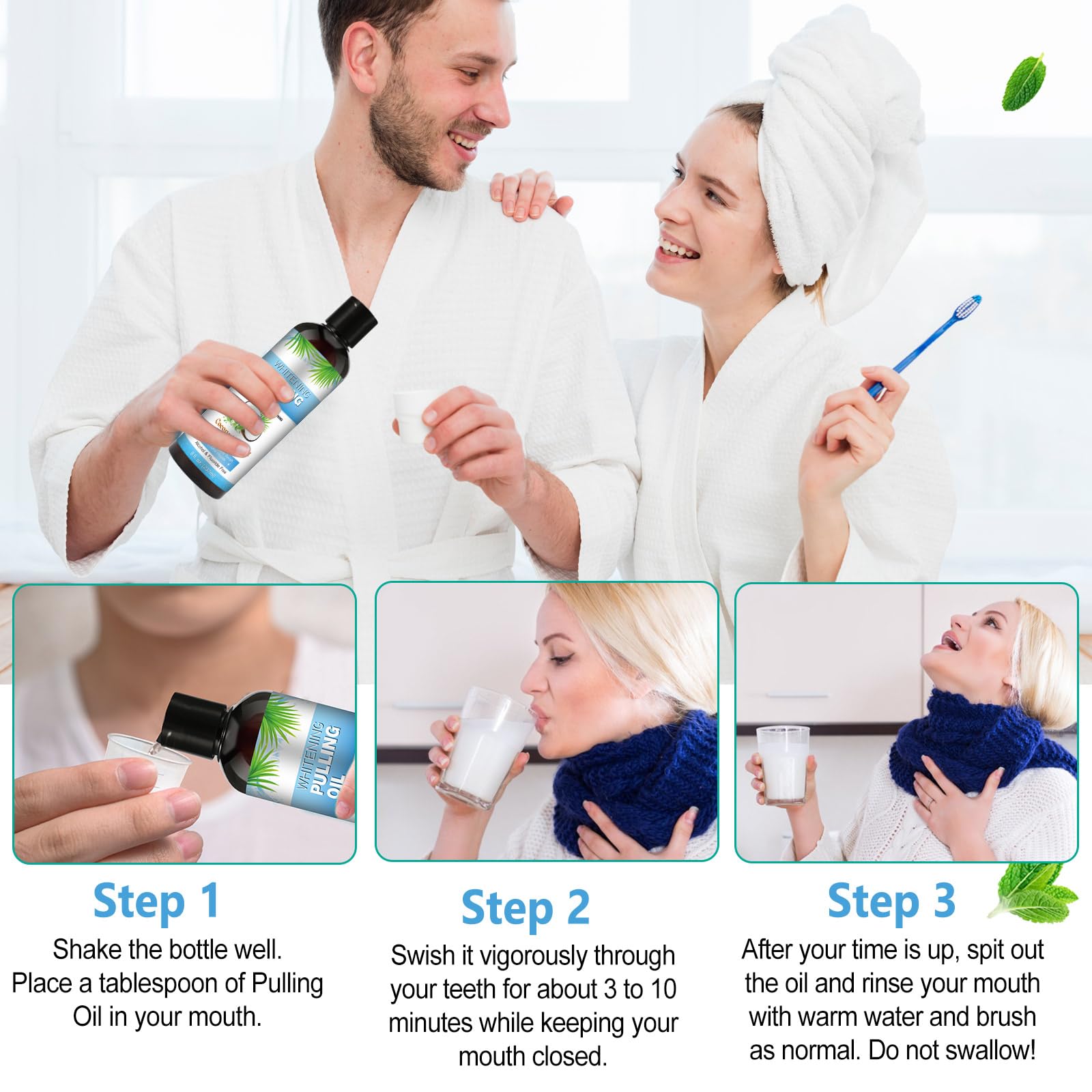 Coconut pulling oil after brushing teeth