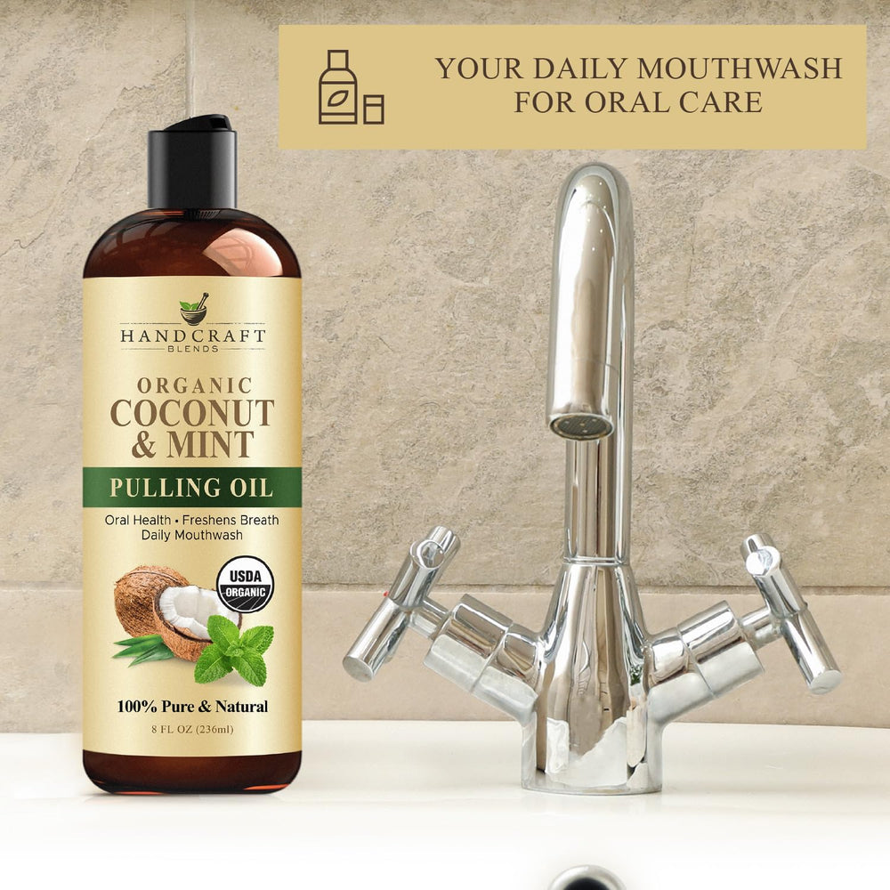 Coconut oil pulling for teeth and gums illustration