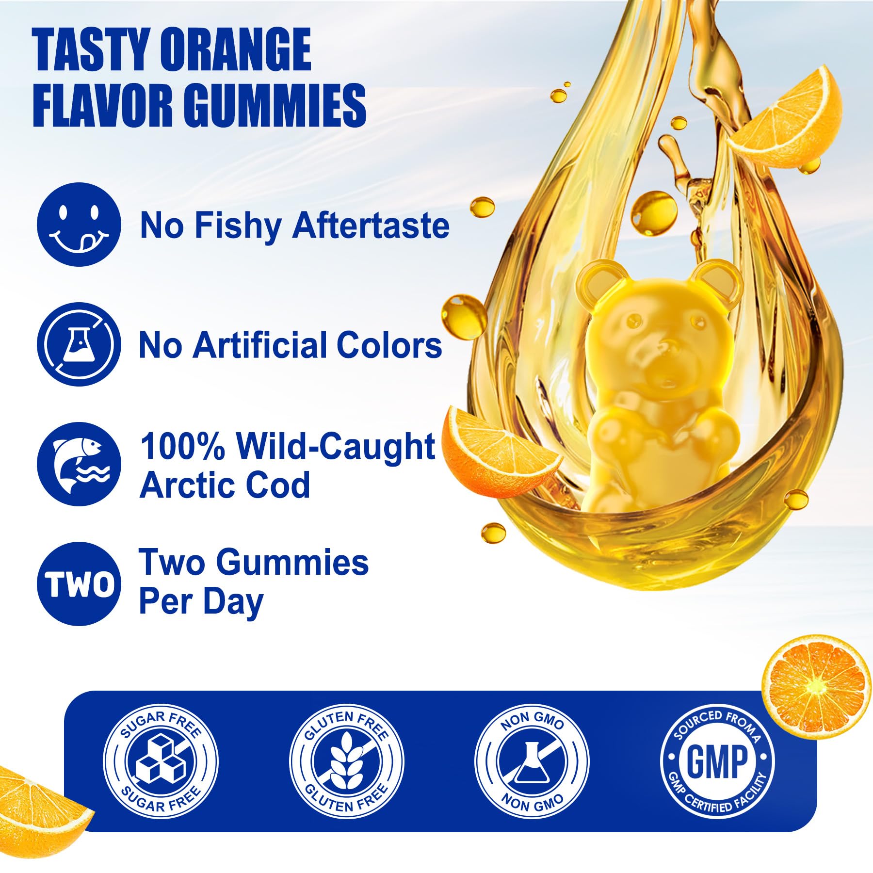 Sugar-free, Non-GMO, gluten-free gummy packaging