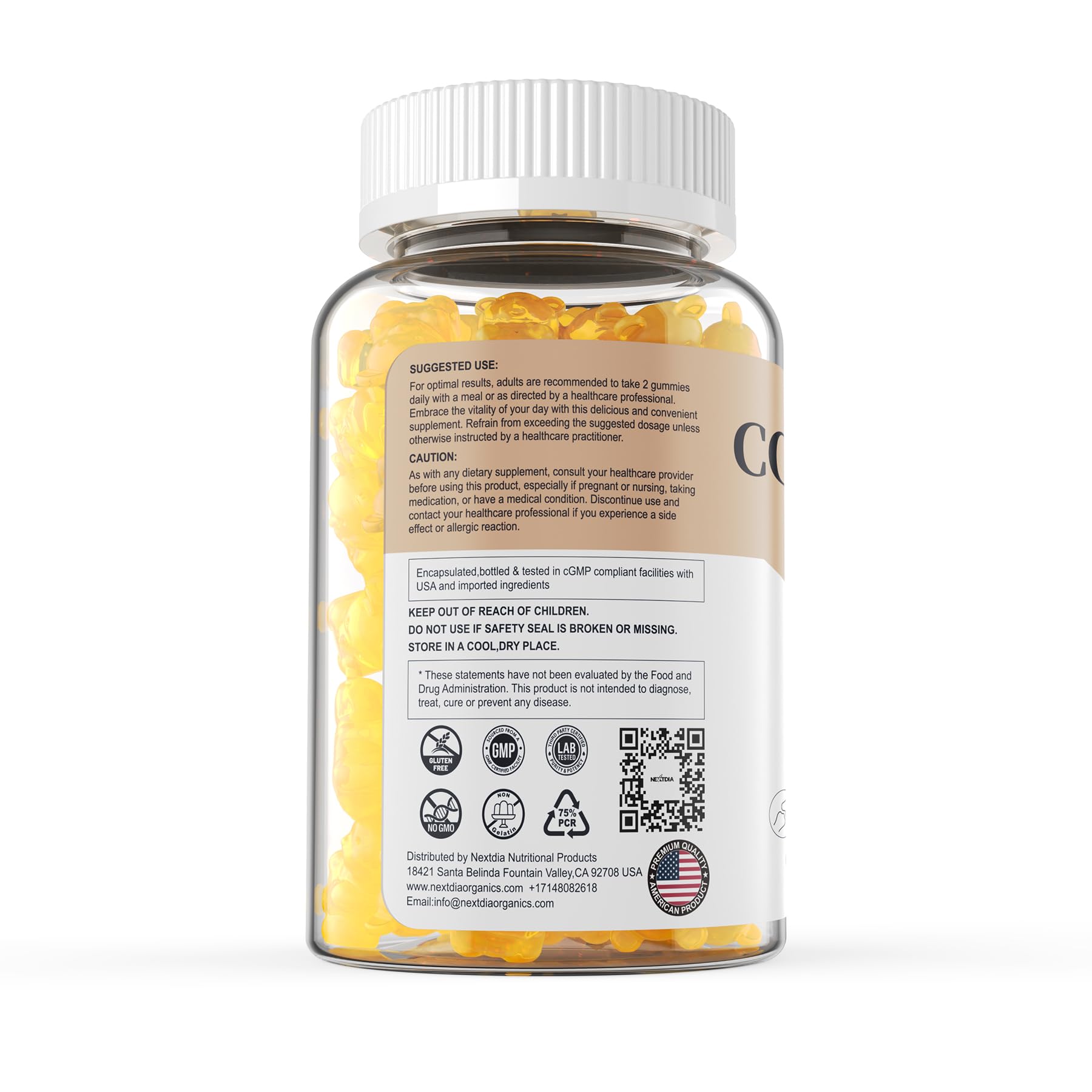 Nutrition facts panel on Cod Liver Oil Gummies packaging