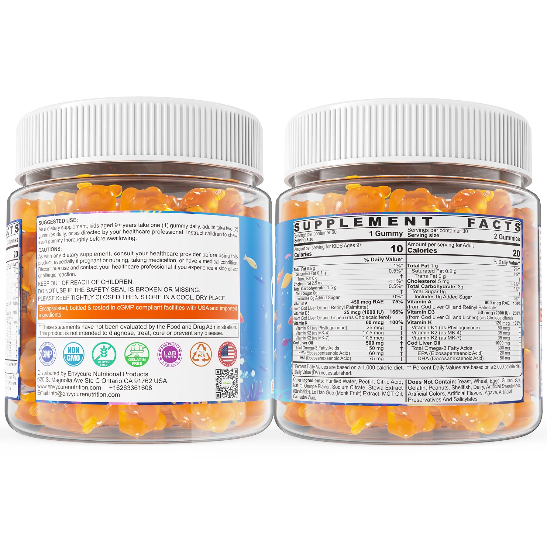 120-count bottle packaging of Cod Liver Oil Gummies