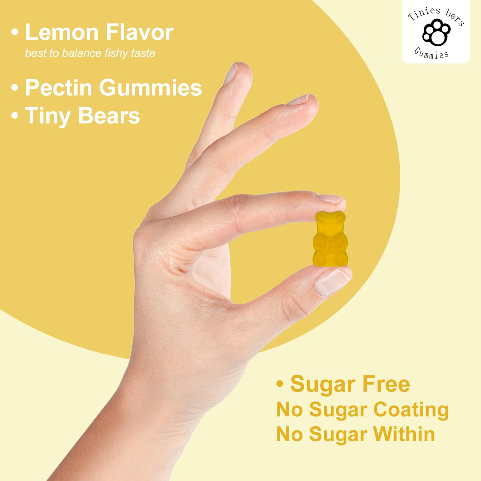 Sugar-free lemon-flavored cod liver oil gummies
