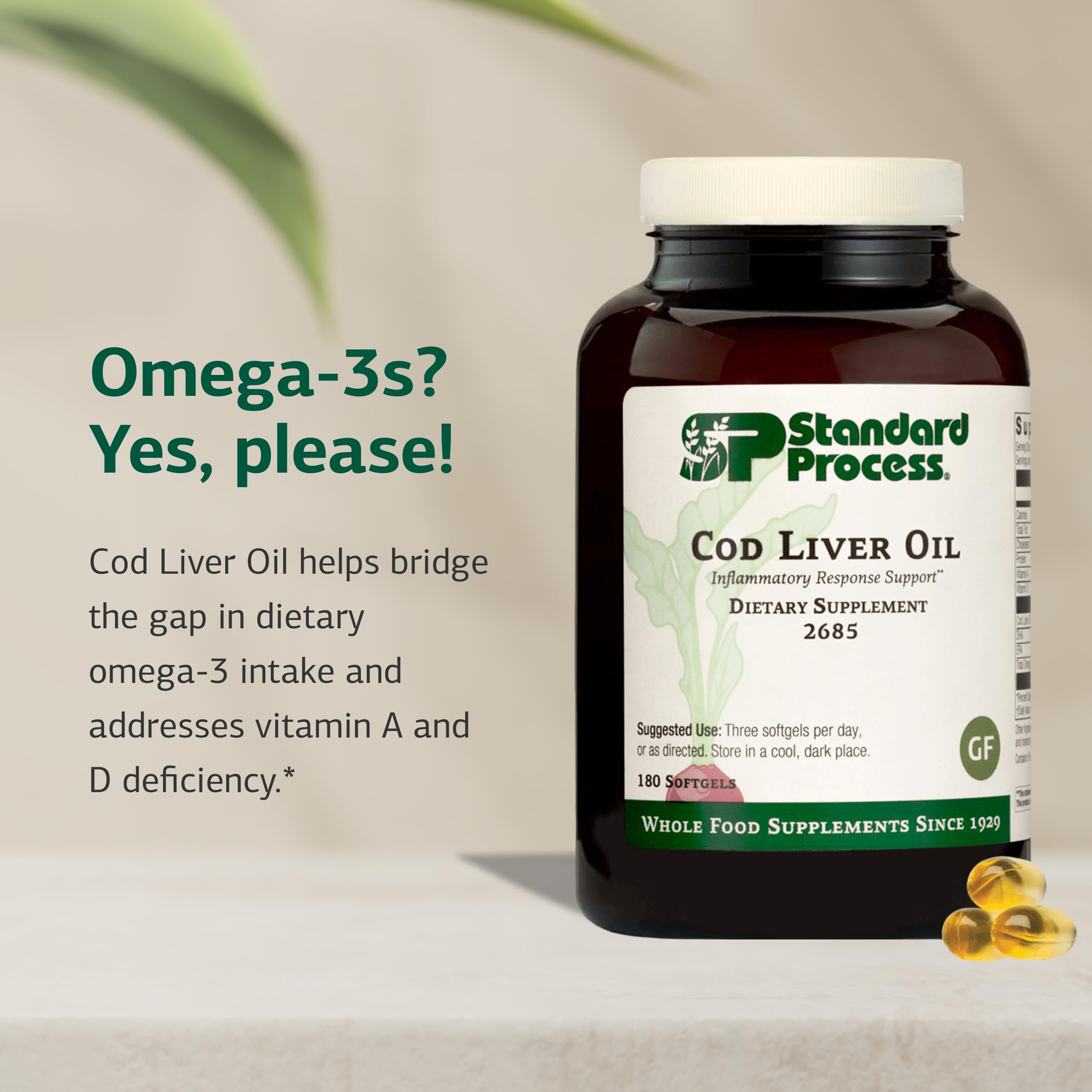 Close-up of label highlighting vitamin A D and DHA content