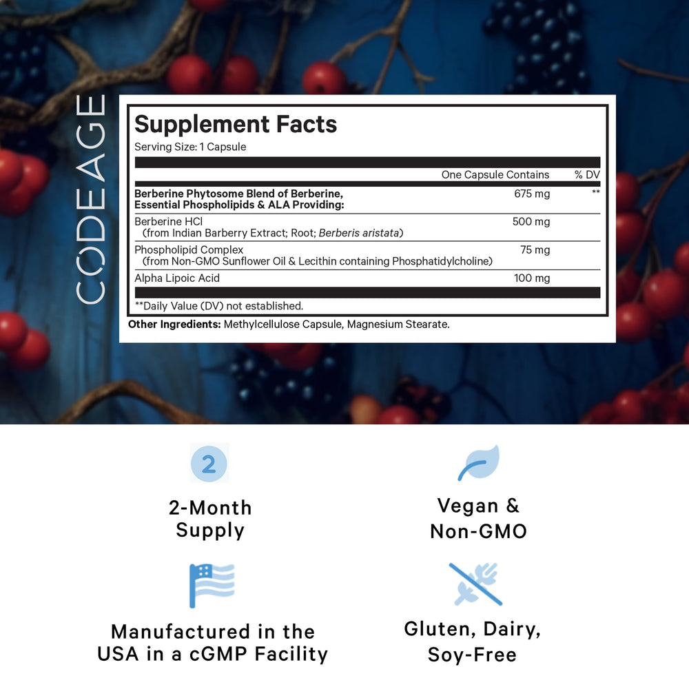 Front view of Codeage Berberine Phytosome bottle