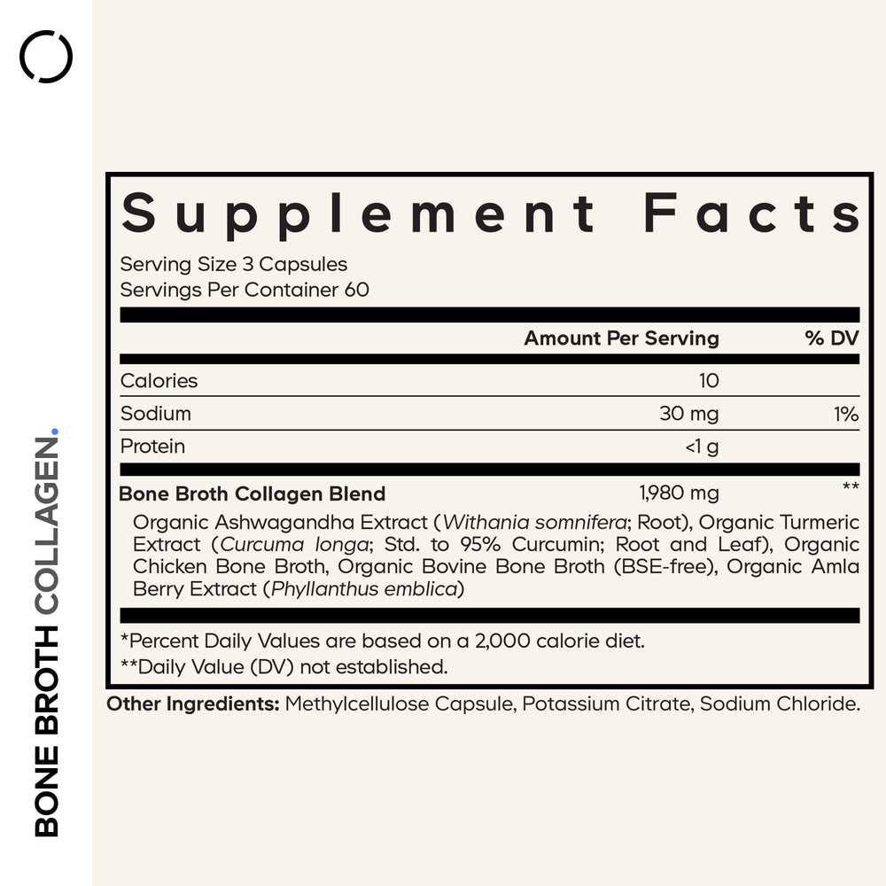 Capsules represent collagen types I II III from bone broth