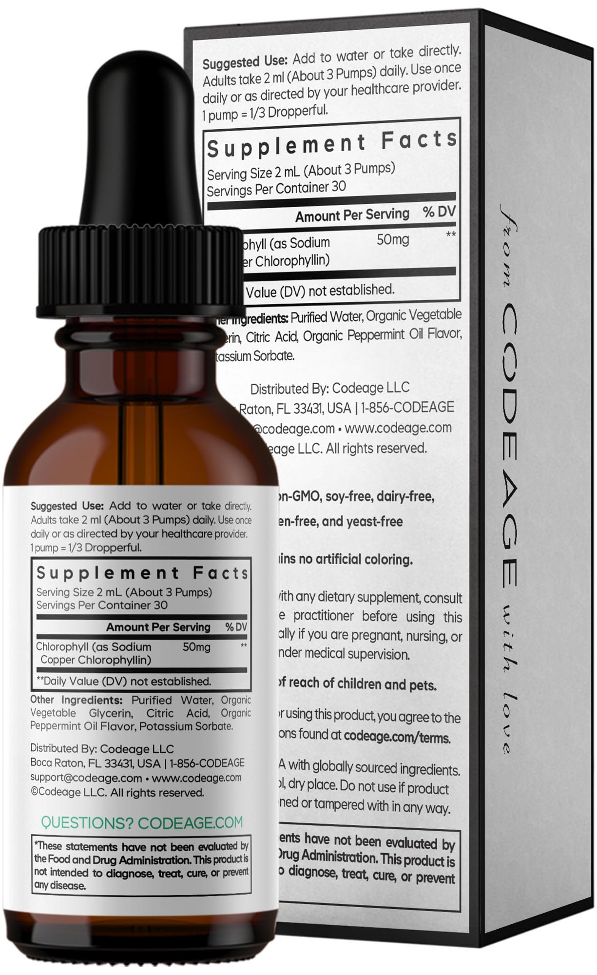 Bottle and dropper with peppermint flavor indication