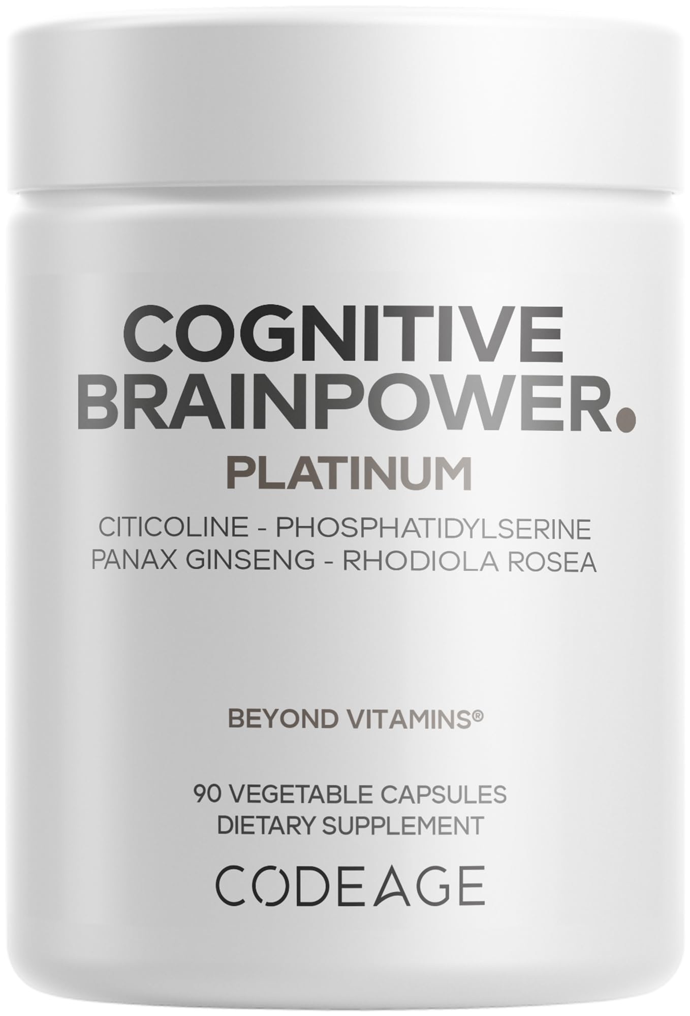Bottle of Codeage Cognitive Brainpower Platinum supplement – front view