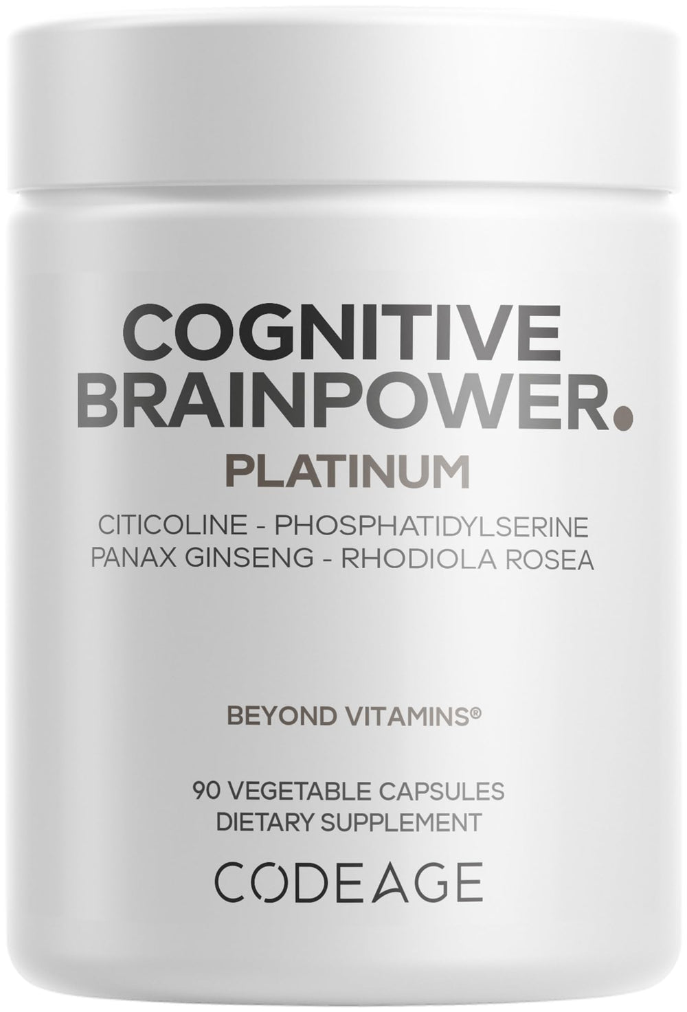 Bottle of Codeage Cognitive Brainpower Platinum supplement – front view