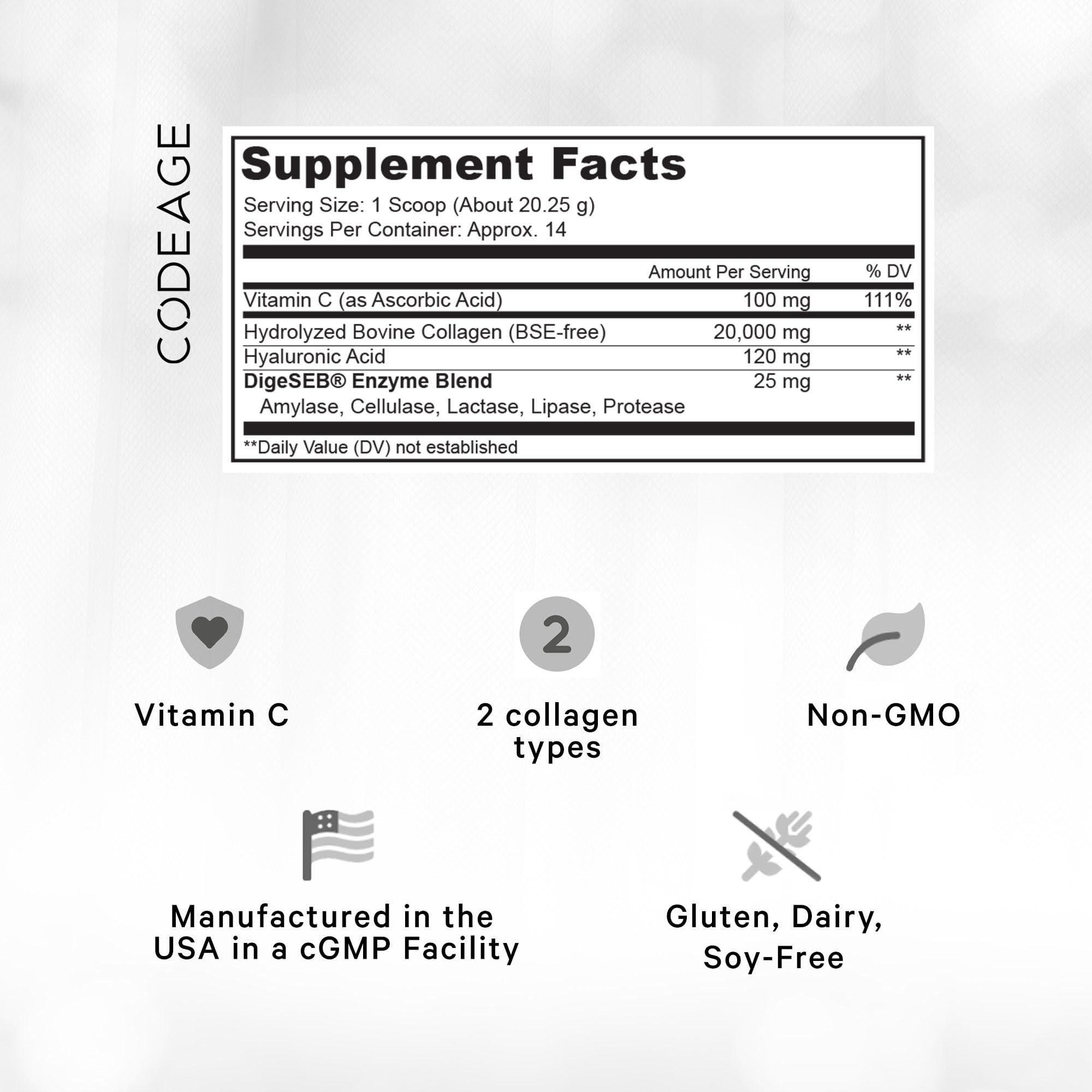 Close-up of hydrolyzed collagen peptides powder