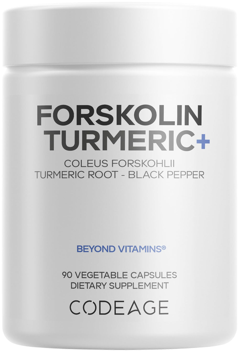 Codeage Forskolin Turmeric bottle with capsules for daily wellness.