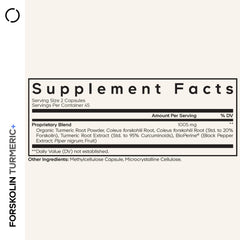 Codeage Forskolin Turmeric label highlights 95% curcuminoids and 20% forskolin potency.