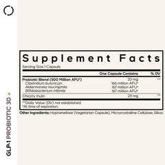 Back label of Codeage GLP-1 Probiotic+ bottle