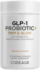 Front view of Codeage GLP-1 Probiotic+ bottle