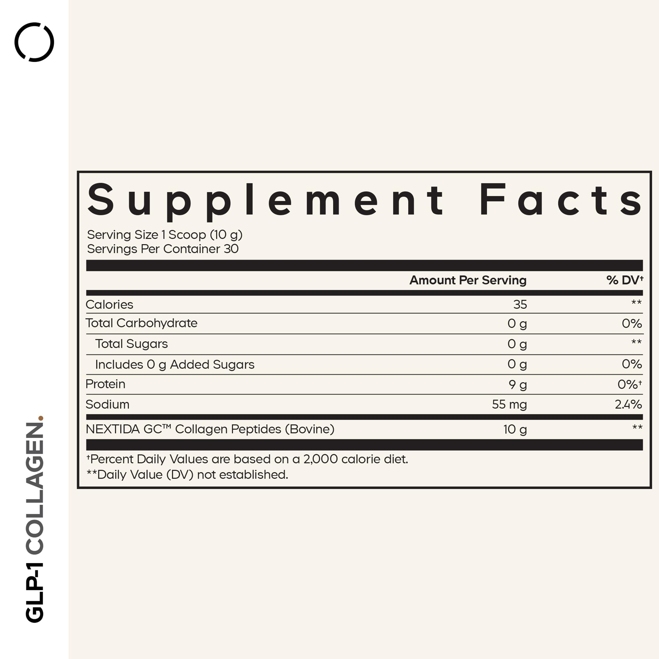 Ingredients and nutrition information for Codeage GLP-1 Collagen Powder