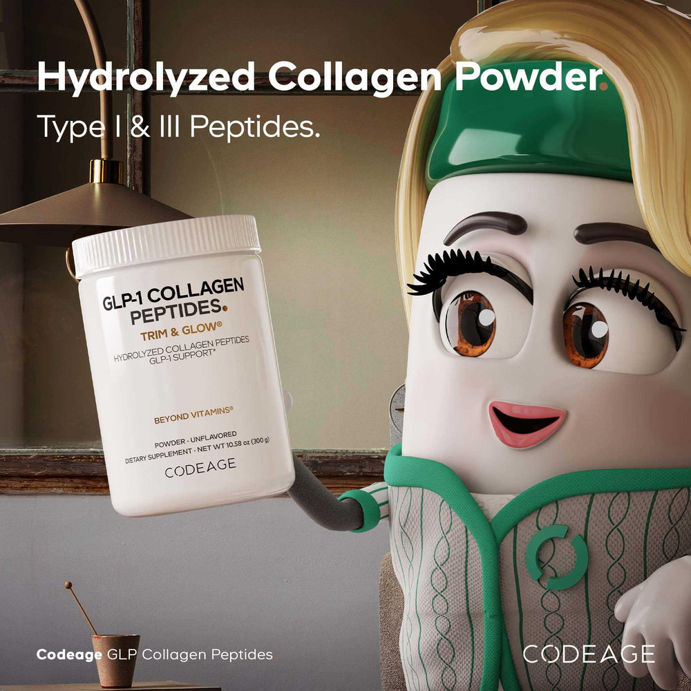 Nextida GC enrichment label on Codeage GLP-1 Collagen Powder packaging