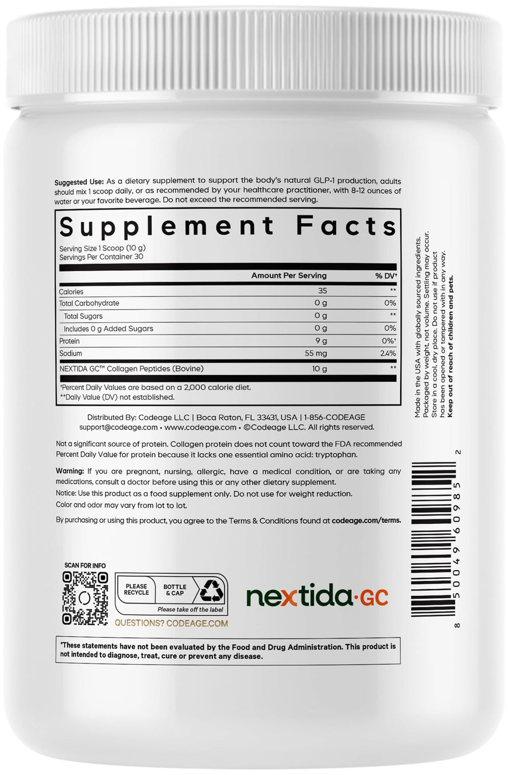 Serving suggestions showing powder in a smoothie or recipe