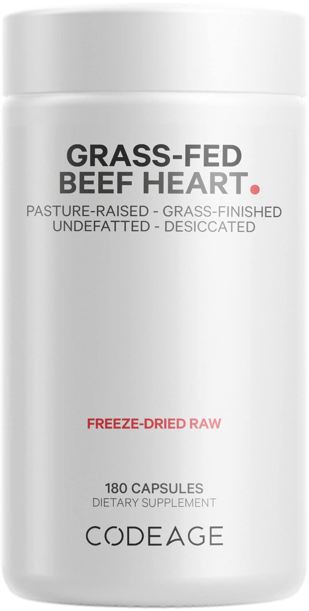 Codeage Grass-Fed Beef Heart & Liver supplement bottle (front)