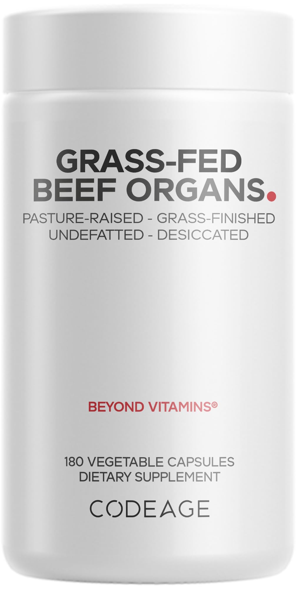 Codeage Grass-Fed Beef Organs Supplement bottle – front view