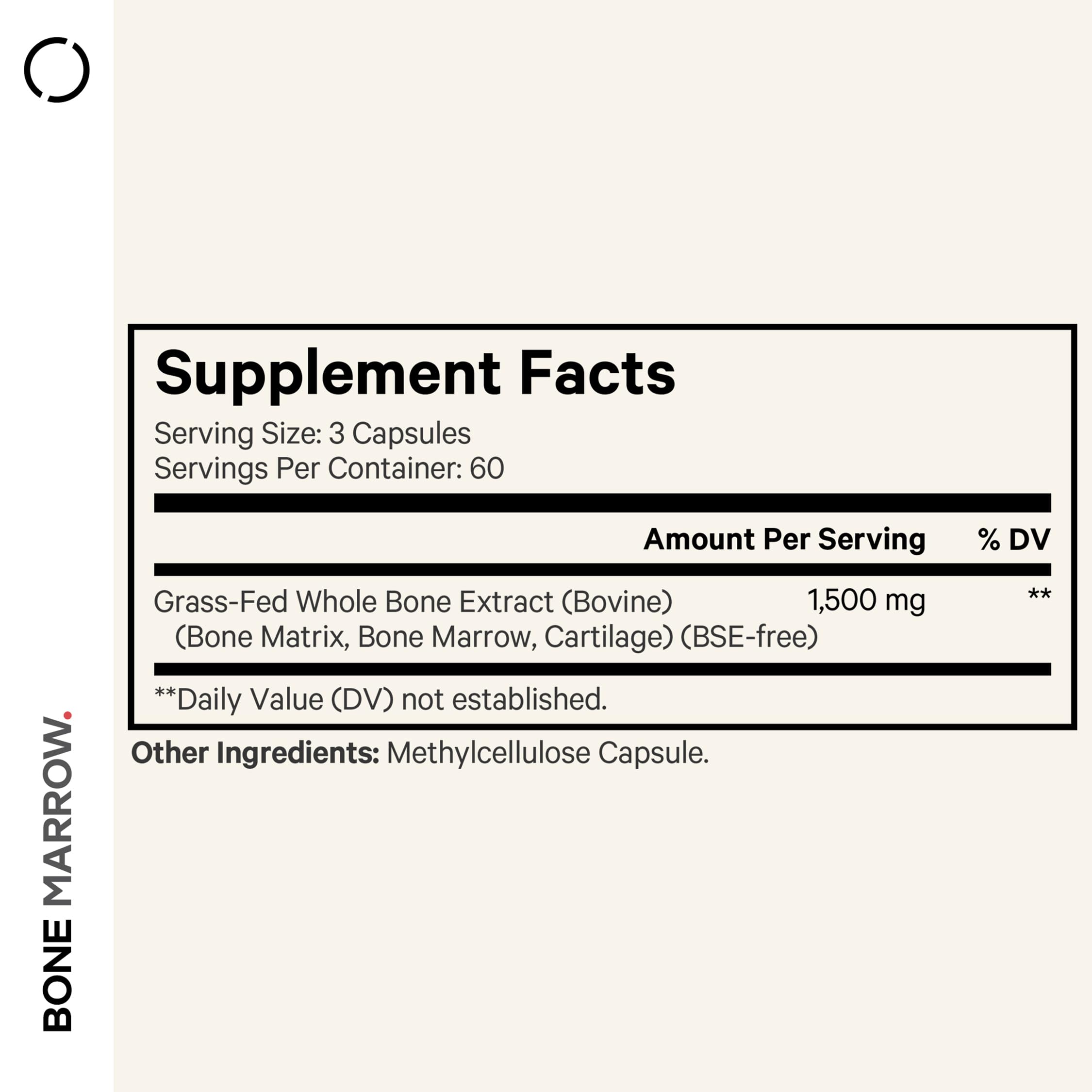 Close-up of label showing 1500mg per serving