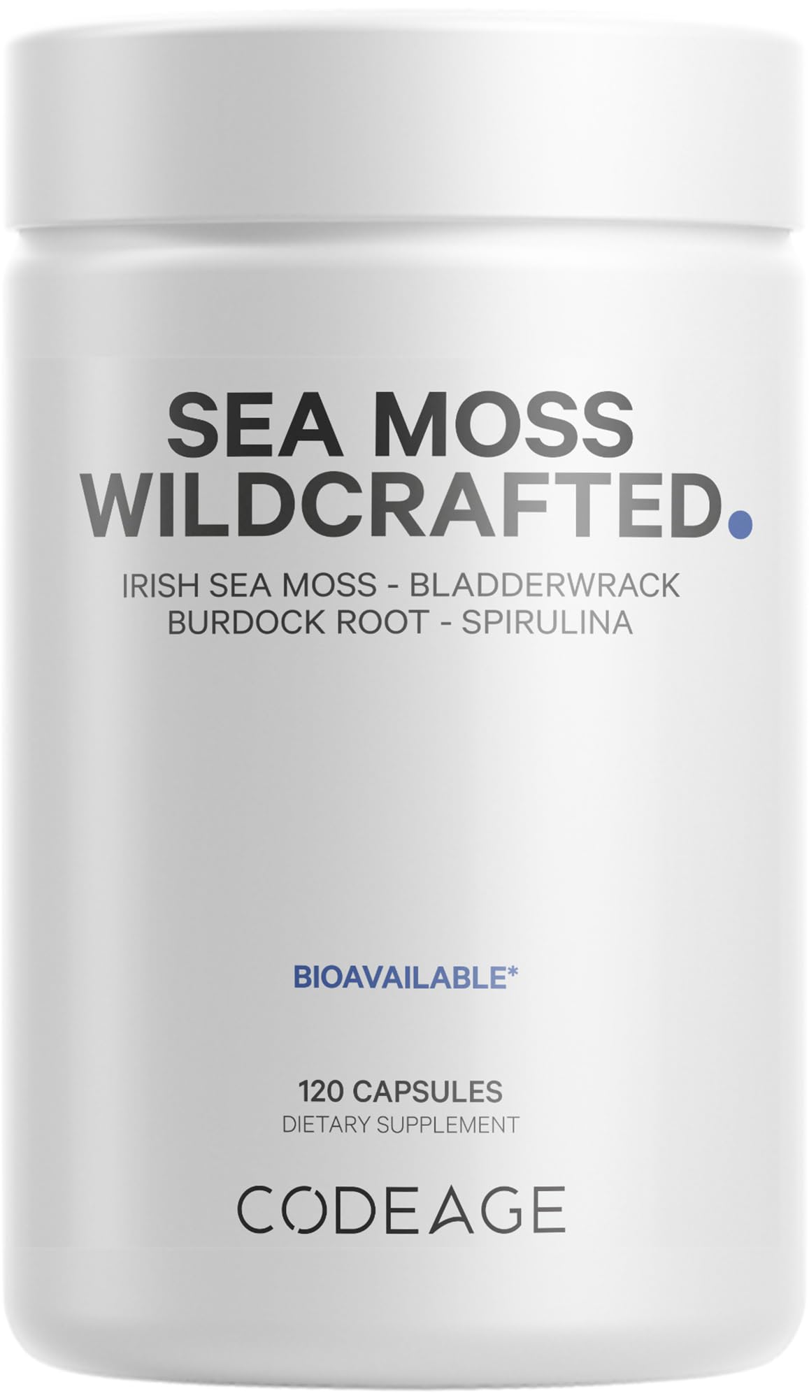 Codeage Raw Wildcrafted Irish Sea Moss 120 capsules bottle