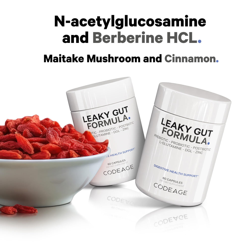 Berberine and DGL components in Codeage Leaky Gut Supplement