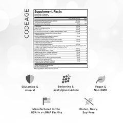 Codeage Leaky Gut Supplement label displaying ingredients