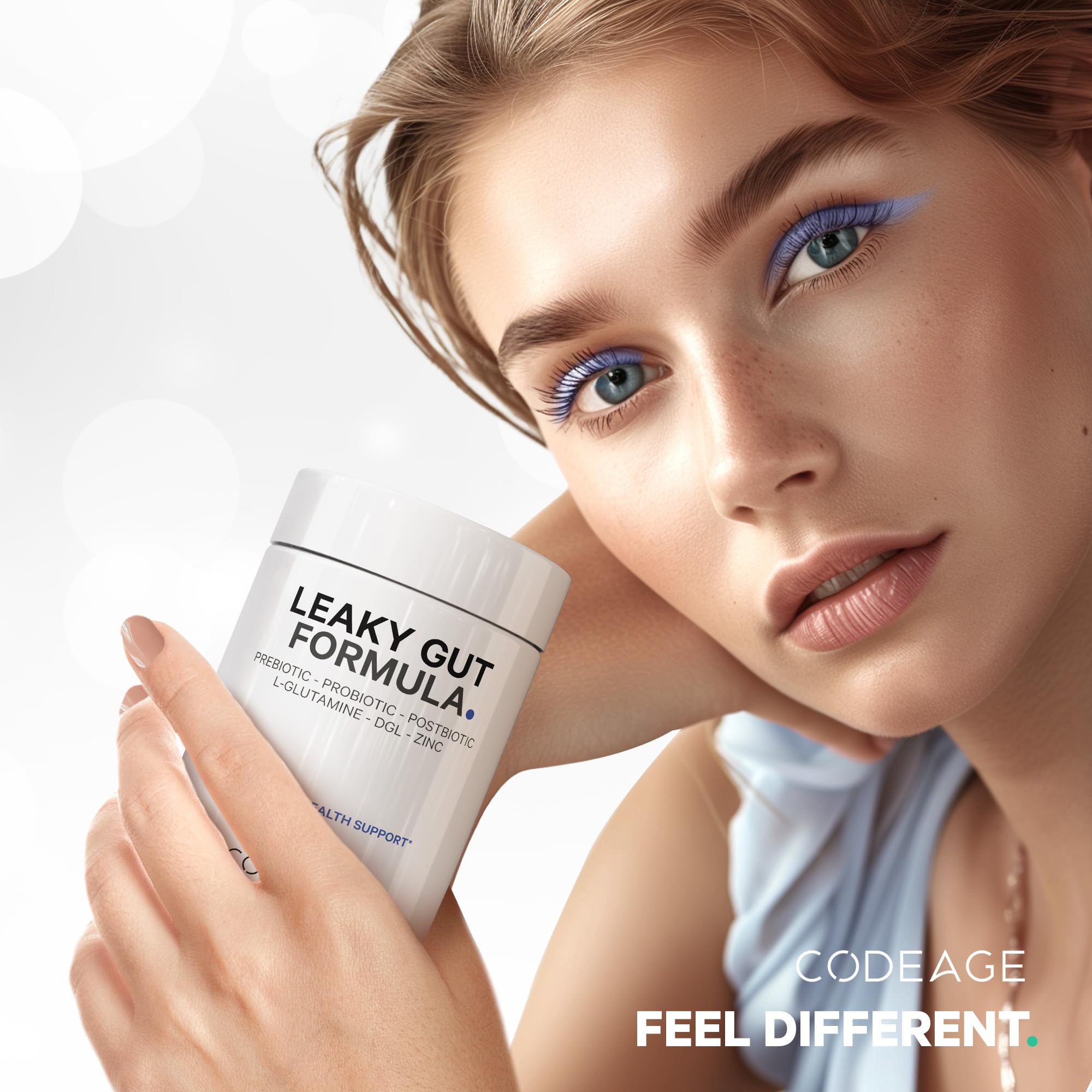 Vegan and Non-GMO indicators on Codeage Leaky Gut packaging