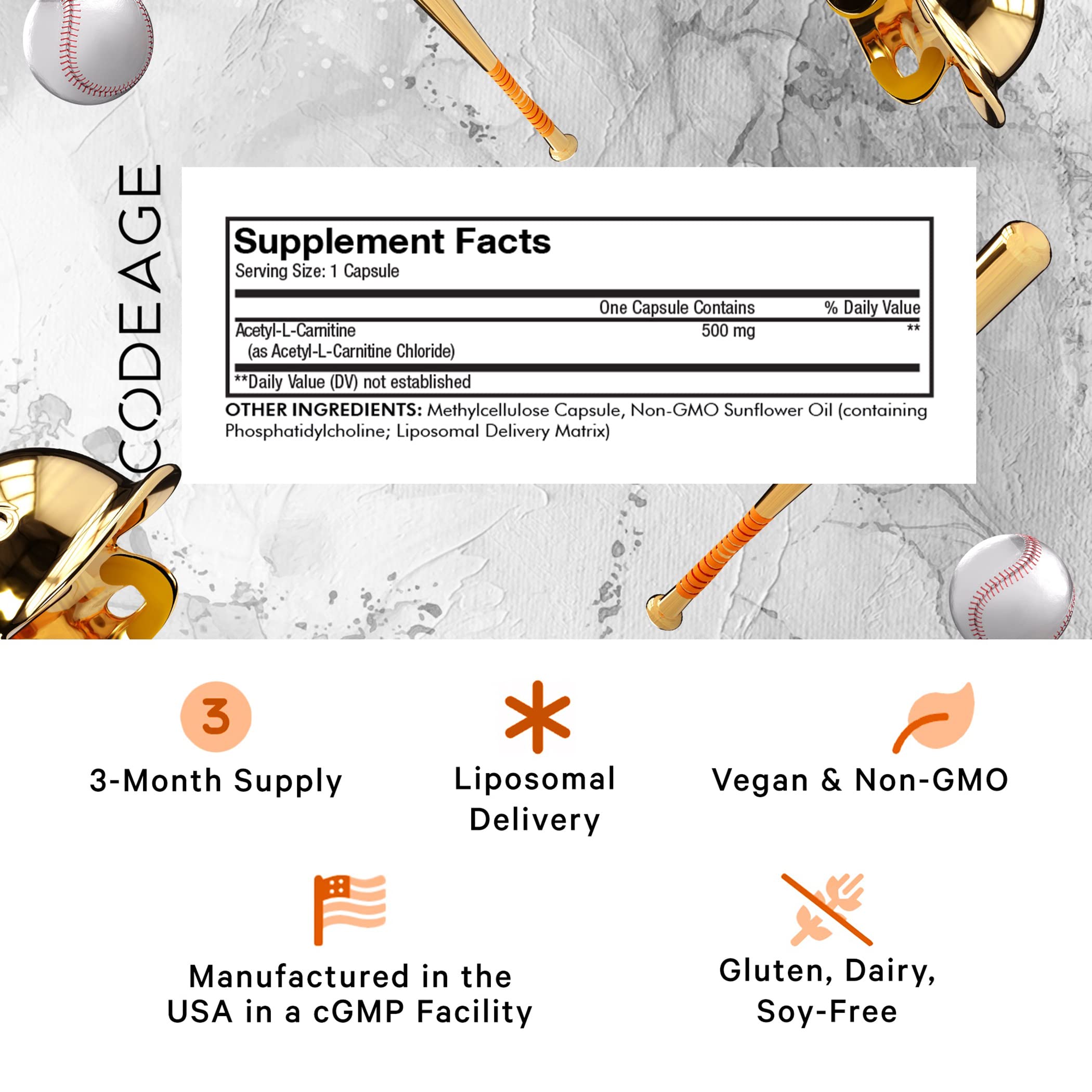 Codeage Liposomal Acetyl-L-Carnitine+ product label