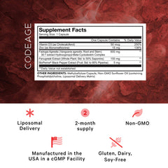 Bottle and capsules of Codeage Liposomal Fadogia Agrestis 600mg