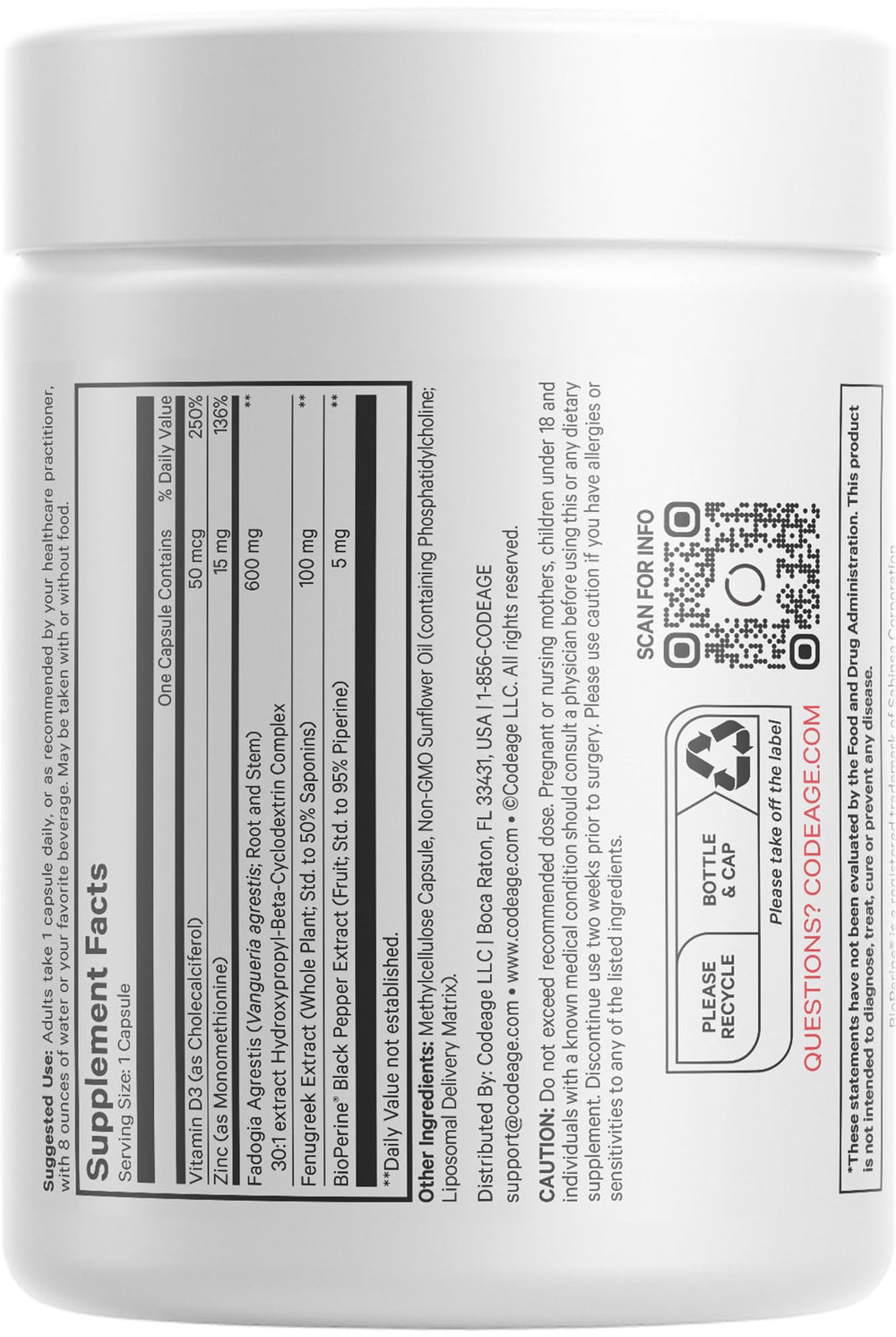 Lifestyle image of Codeage supplement bottle with 2-month supply