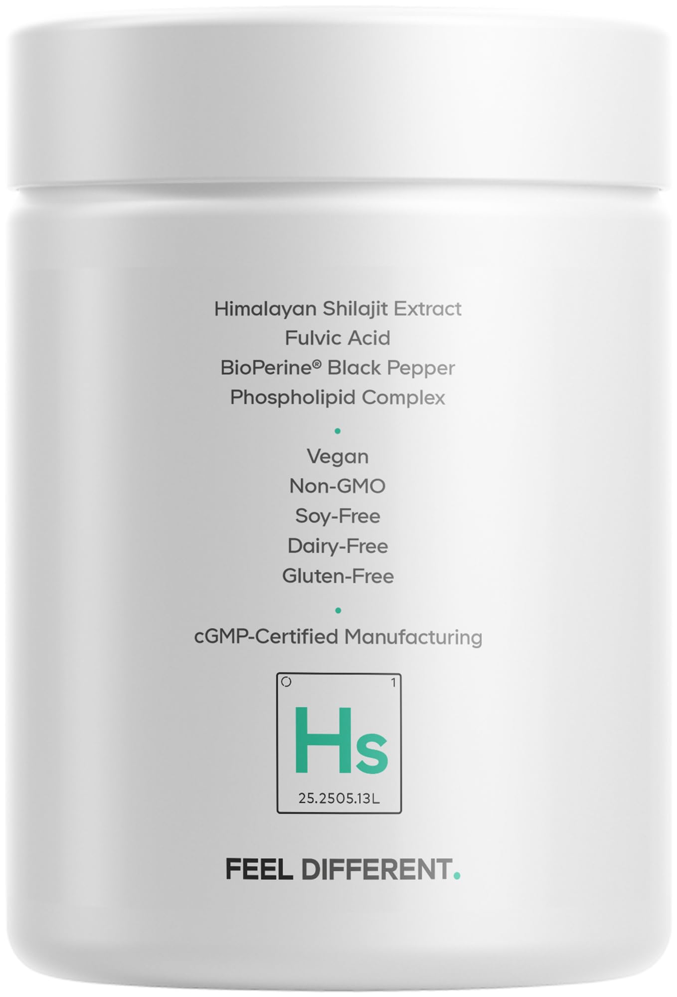 Back of Codeage Liposomal Himalayan Shilajit+ bottle with supplement facts