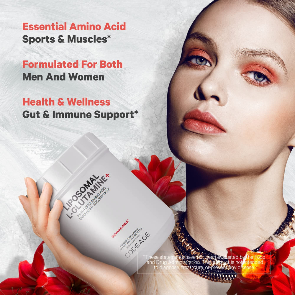 Close-up of liposomal L-Glutamine powder texture