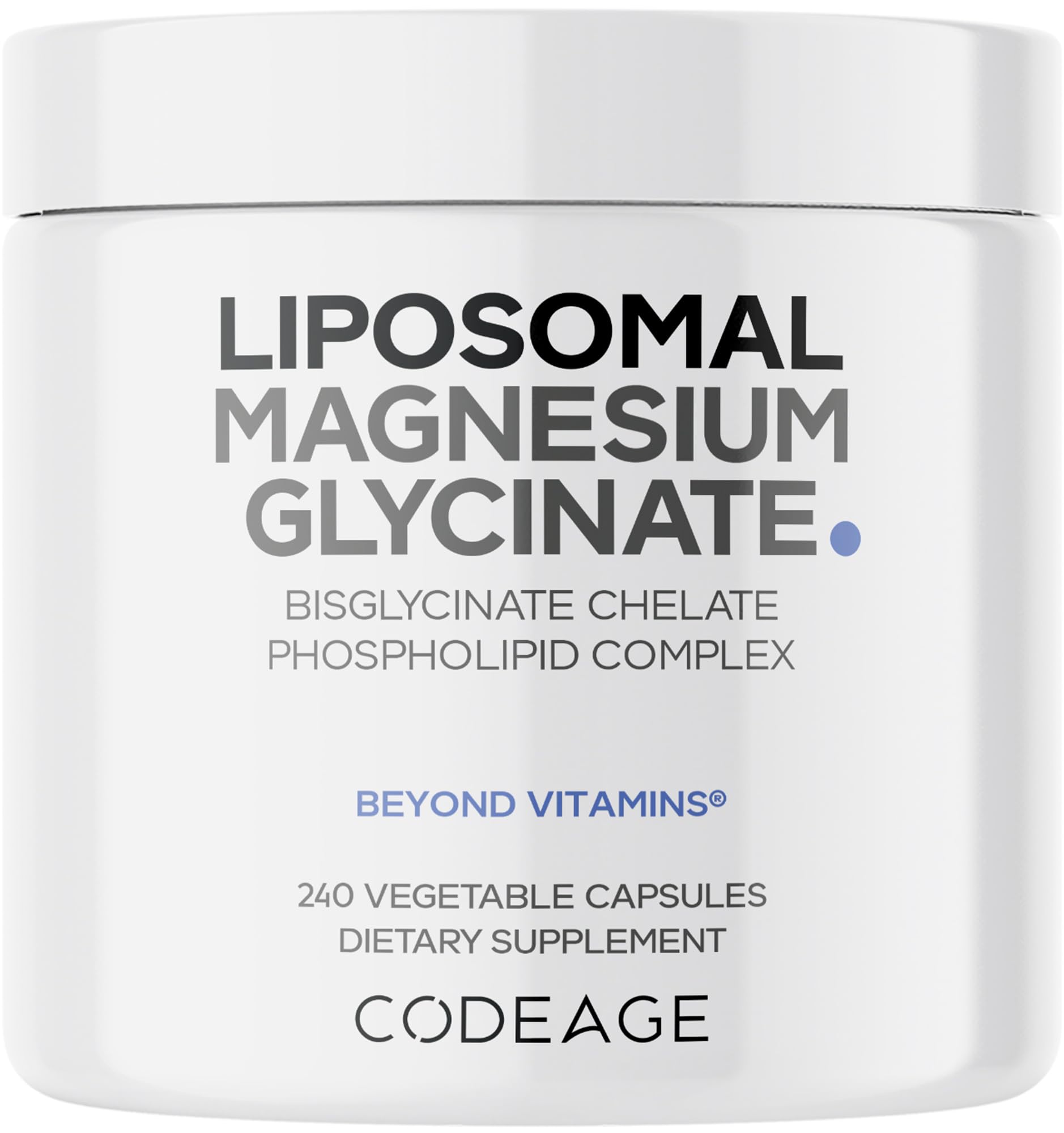 Codeage Liposomal Magnesium Glycinate bottle label 240 ct