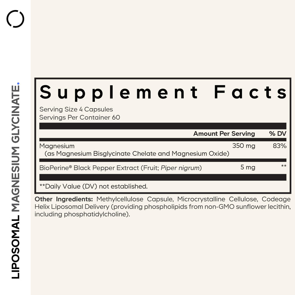 Close-up of liposomal magnesium glycinate softgel capsules