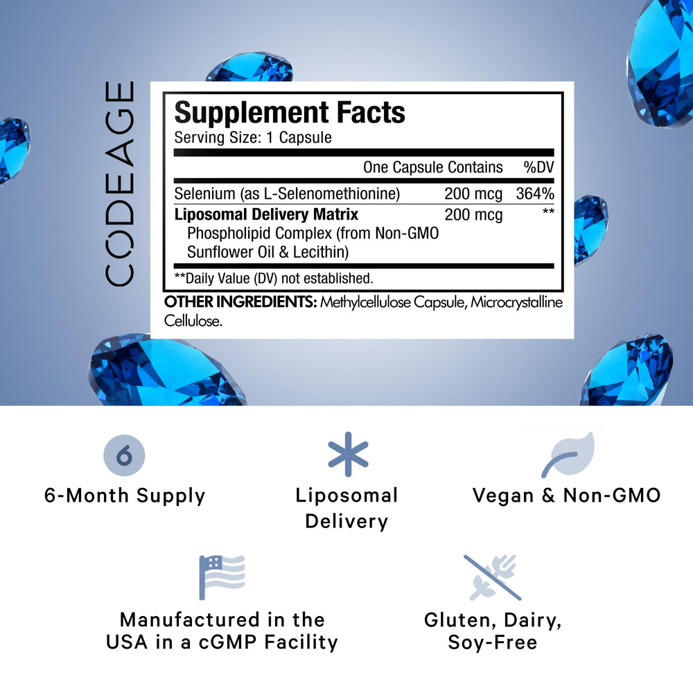 Liposomal selenium 200 mcg capsules close-up