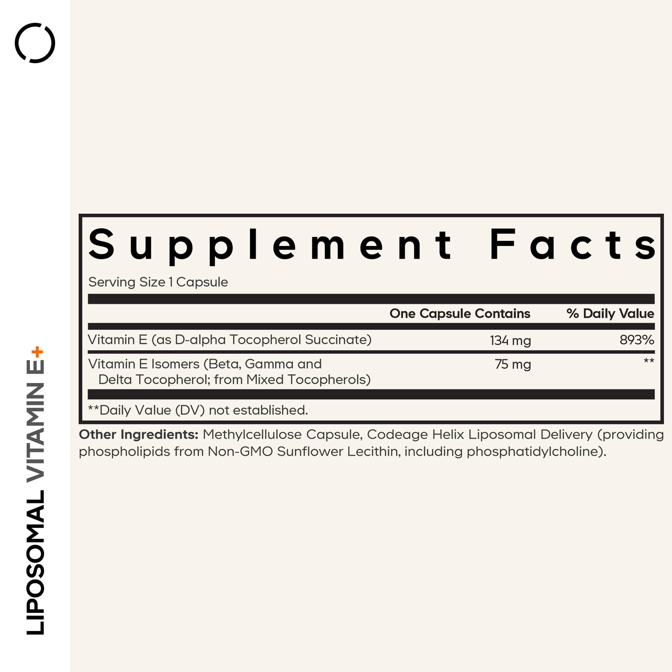 Close-up of liposomal Vitamin E capsule
