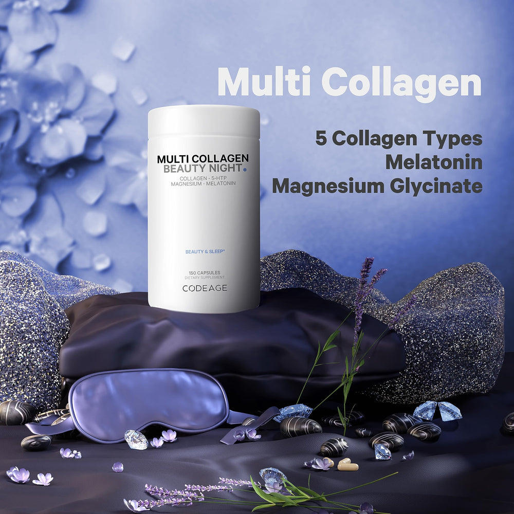Five collagen sources displayed for Codeage Beauty Night