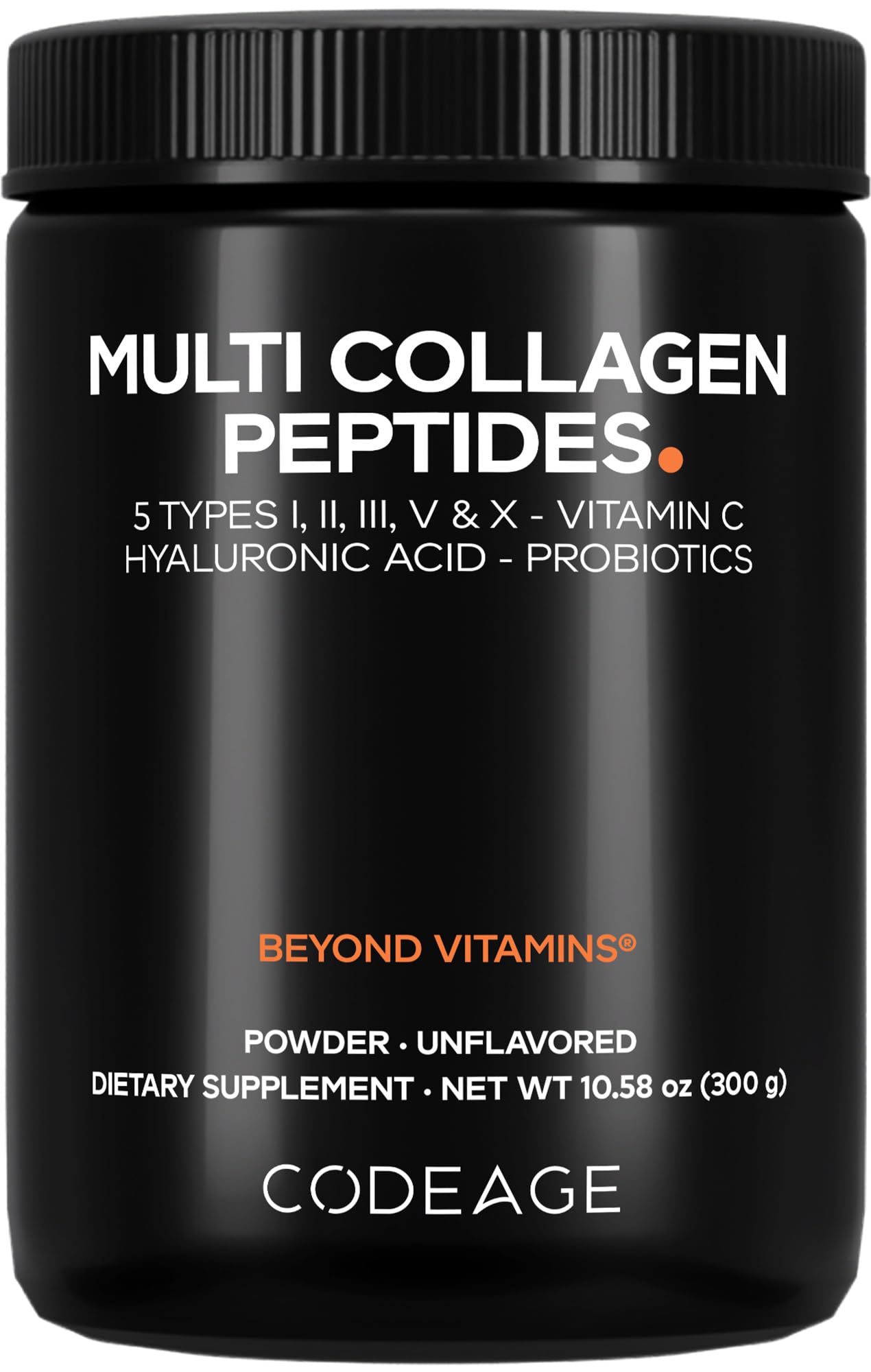 Codeage Multi Collagen Peptides Black Edition bottle front 10.58oz