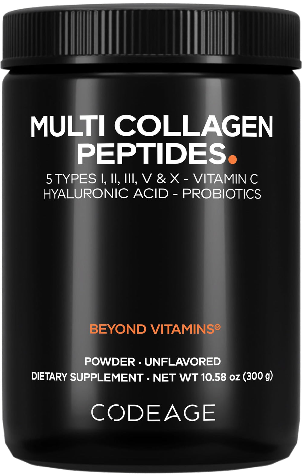Codeage Multi Collagen Peptides Black Edition bottle front 10.58oz