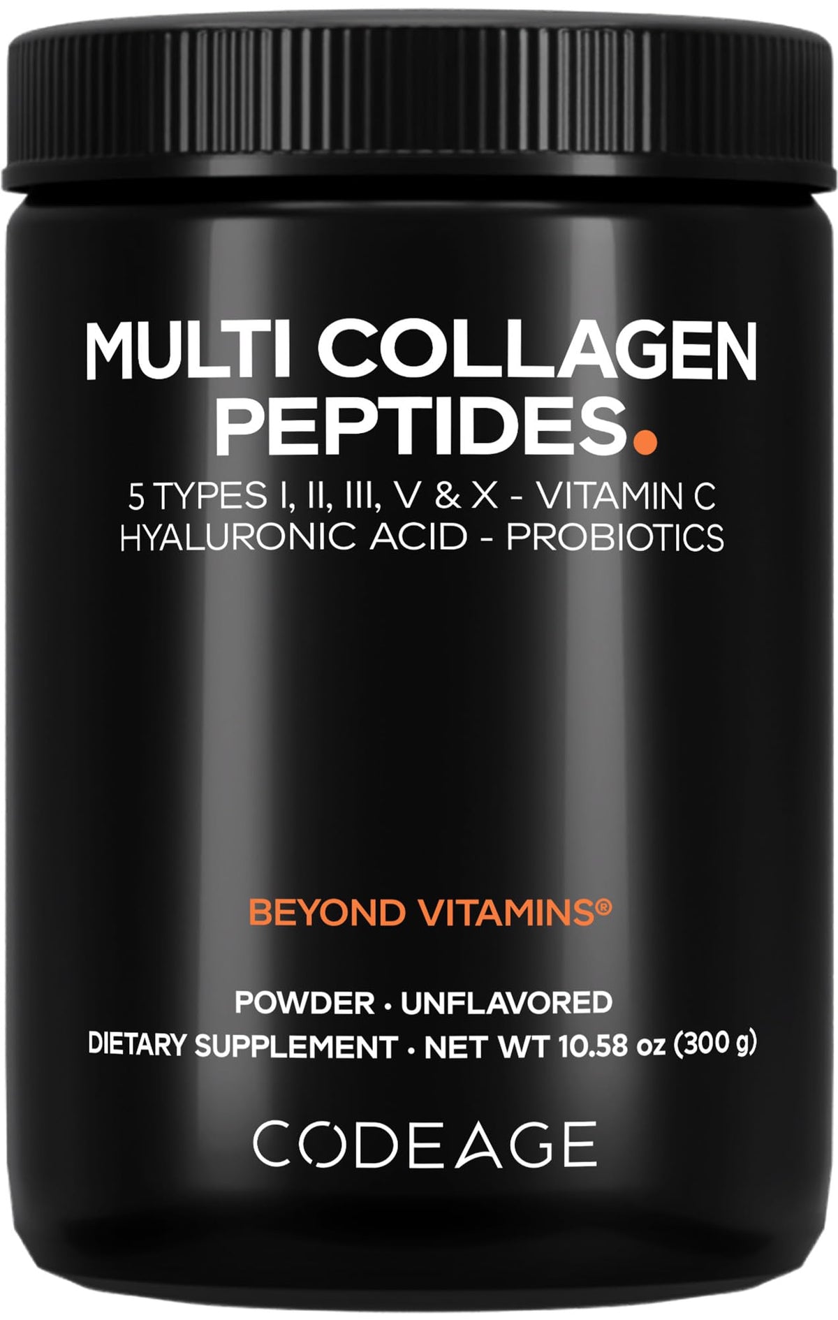 Codeage Multi Collagen Peptides Black Edition bottle front 10.58oz