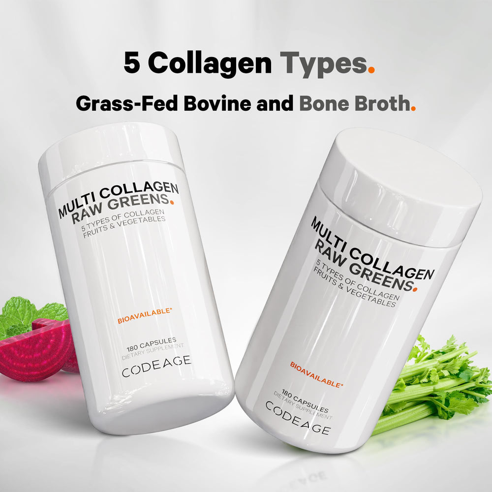 Bottle label highlights 5 collagen types