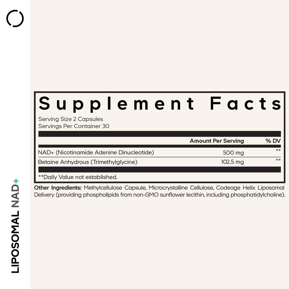 Label shows 500 mg NAD+ per serving
