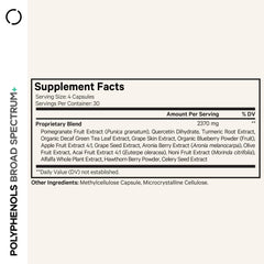 Front view of Codeage Polyphenols Broad Spectrum bottle with capsules
