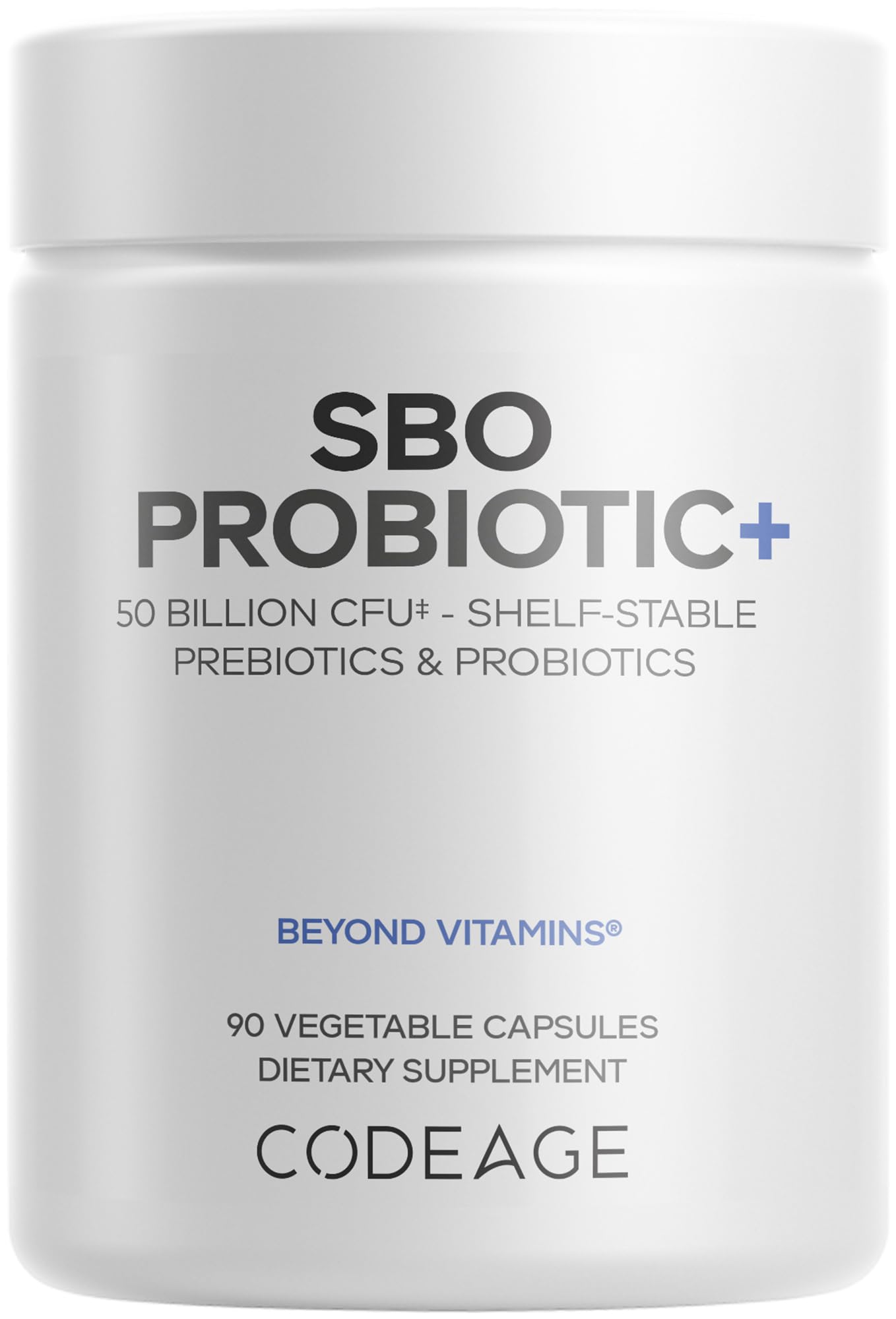 Codeage SBO Probiotics bottle label showing 50 Billion CFUs per serving